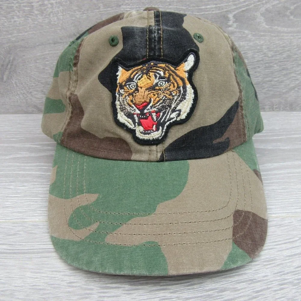 Polo Ralph Lauren Camo Tiger Patch Baseball Hat Cap Adjustable Fit NEW - Picture 2 of 15